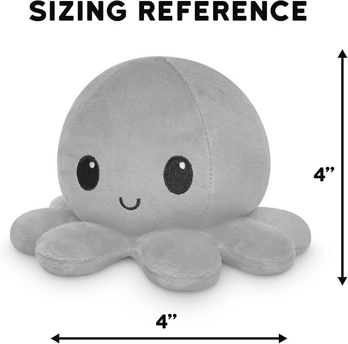 Gray Two-Sided Flip Plush Toy with Embroidered
