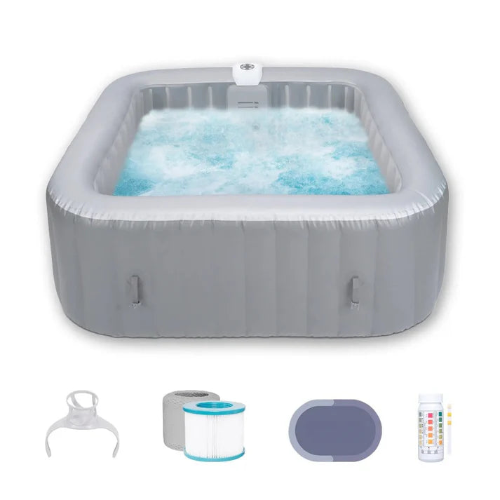 Portable Inflatable Hot Tub | 130 Bubble Jets for 4–6 People