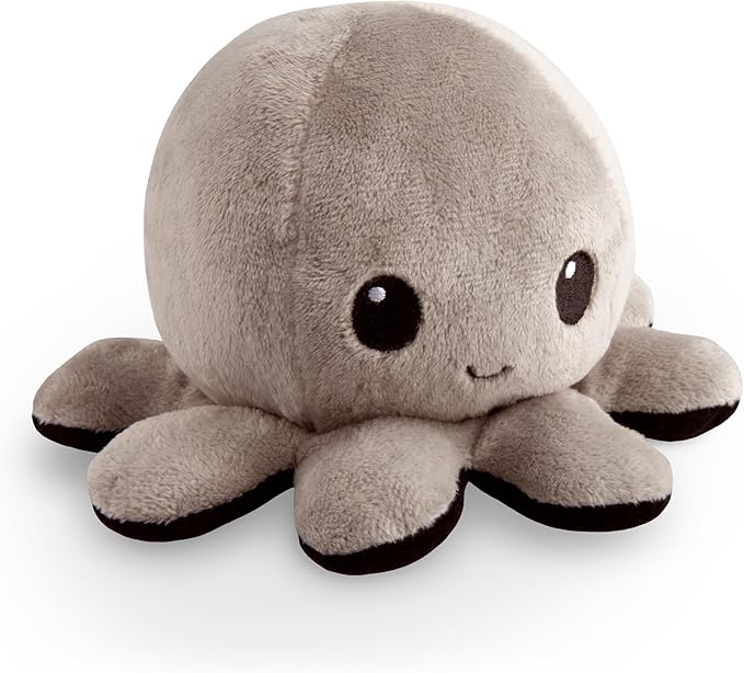 Gray Two-Sided Flip Plush Toy with Embroidered