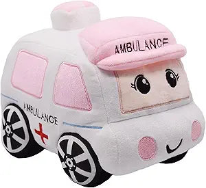 Soft Plush Ambulance Stuffed Car Toy Super Cute