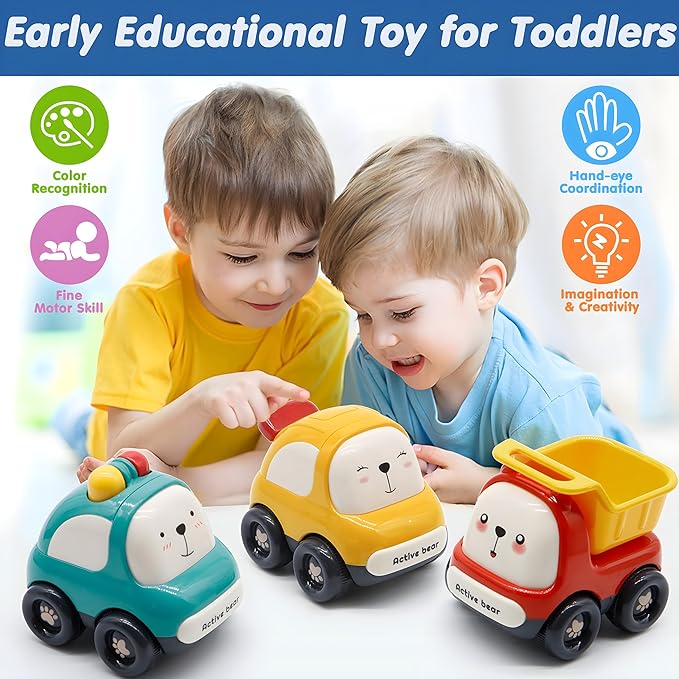 Push Car Toy for Toddlers 1-3, Animal Racing Cars