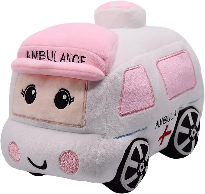 Soft Plush Ambulance Stuffed Car Toy Super Cute