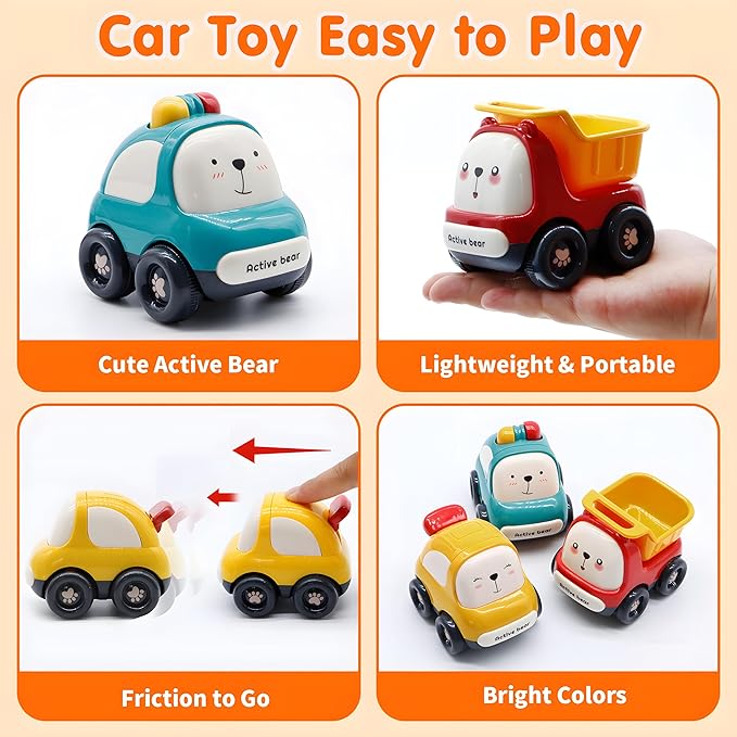 Push Car Toy for Toddlers 1-3, Animal Racing Cars