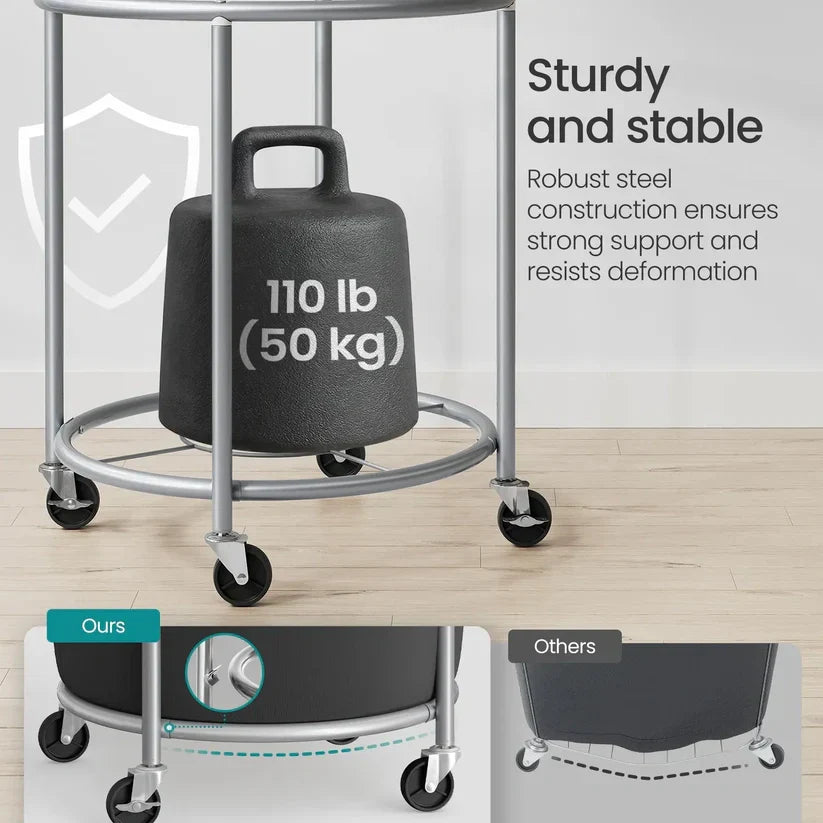 Laundry basket with wheels round laundry storage cart